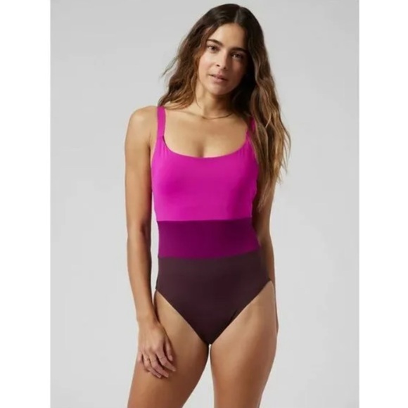 NWT Athleta Color Block One Piece Swimsuit, Size XXS Electric Fuchsia - Picture 6 of 6